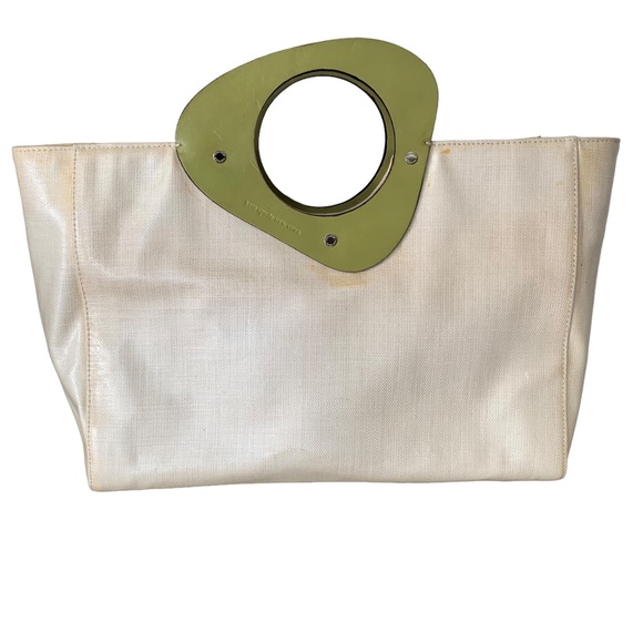 Vintage authentic Kate Spade waxed linen tote mod retro Rare - Picture 15 of 15